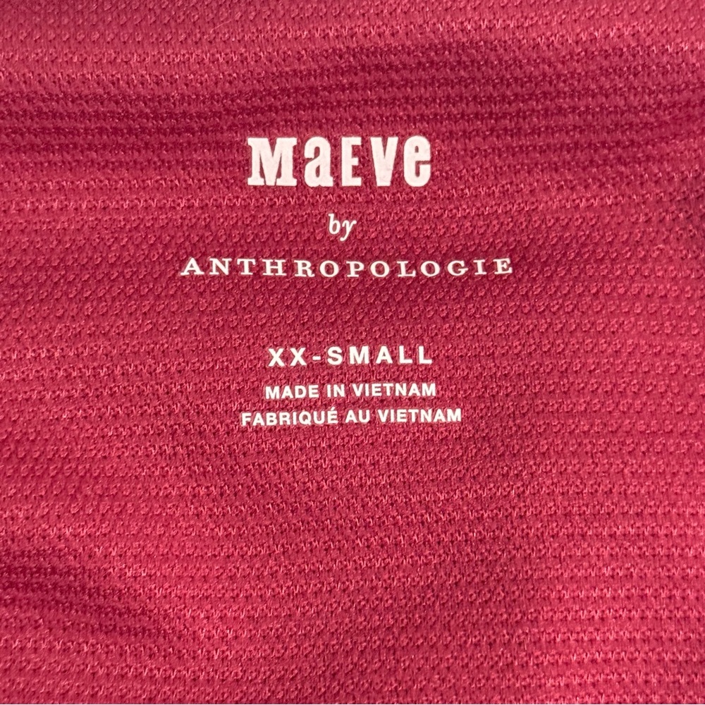 Anthropologie Maeve Tiered Sleeve Ribbed Top in Burgundy - Picture 4 of 4
